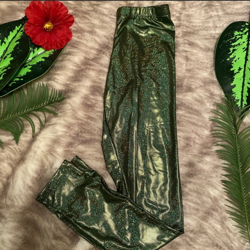Green glittery pants “POSION IVY INSPIRED” - Picture 2 of 3